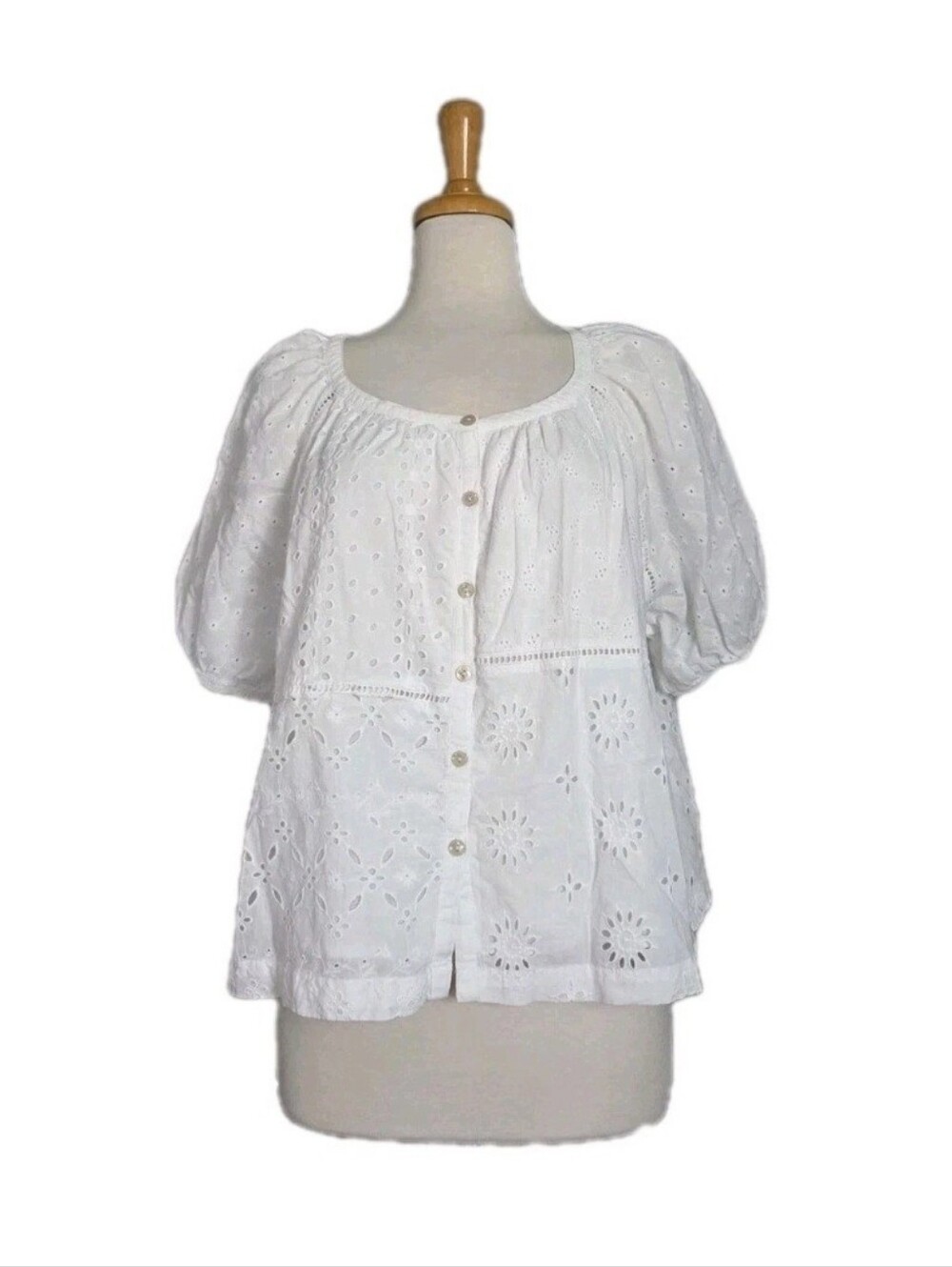 Sonoma White Puff Sleeve Blouse Women's Size XL